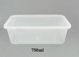Rectangular Clear Plastic Container with Lid 750ml 500containers/ctn (sold per carton) - image 2