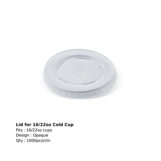 Cold Cup Lid for 16/22oz Cup - Clear (2000 lids per carton) Item Code: V082S0064