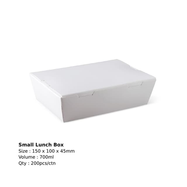 Lunch Box - Small 150x100x45 - White (200 boxes per carton) Item Code: L333S0001