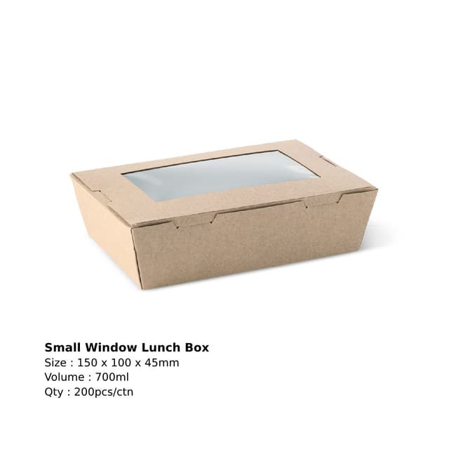 Lunch Box Window Small 150x100x45 - Brown (200 boxes per carton) Item Code: L564S0010