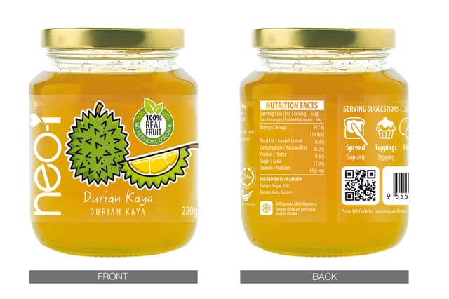 Neo-I Durian Kaya Jam 220g/bottle (24 bottles per carton)