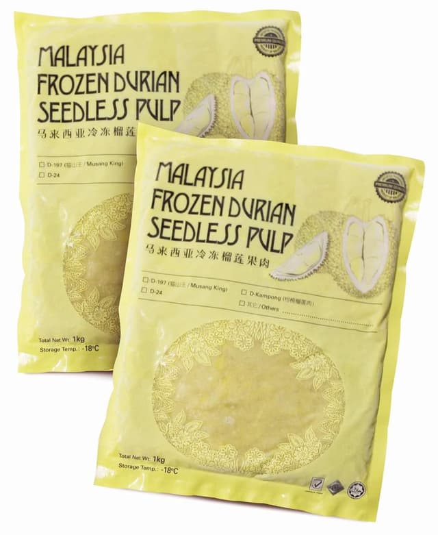 Frozen Musang King Durian Paste 1kg/pack (20 packs per carton)