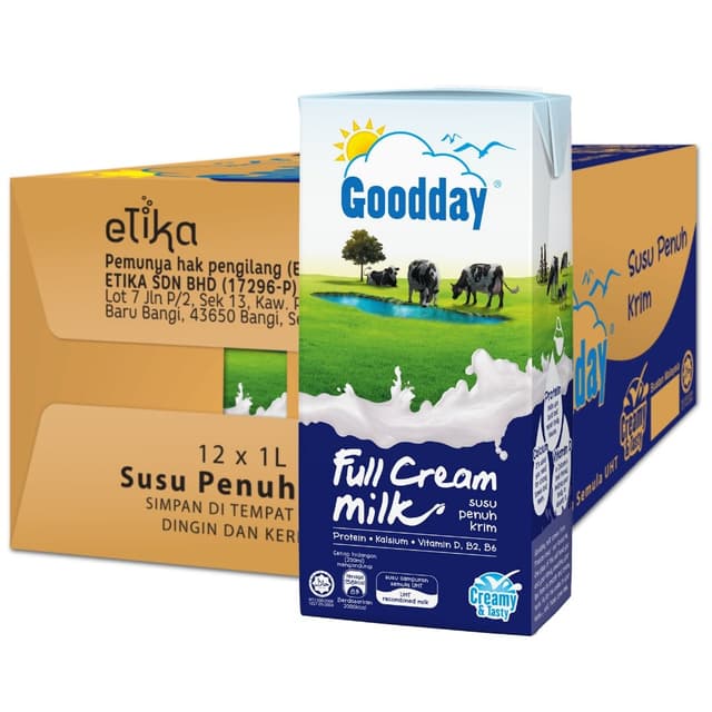 Goodday UHT Milk Full Cream 1L/pack (12 packs per carton)