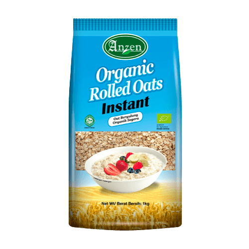 ANZEN Organic Rolled Oats - Instant 1kg/pack (12 packs per carton) Imported from Canada - GBA P.Code: AN1008