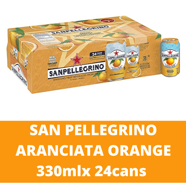 San Pellegrino Sparkling Aranciata (Orange) Drink 330ml/can x 24 cans per Carton (Sold per Carton)