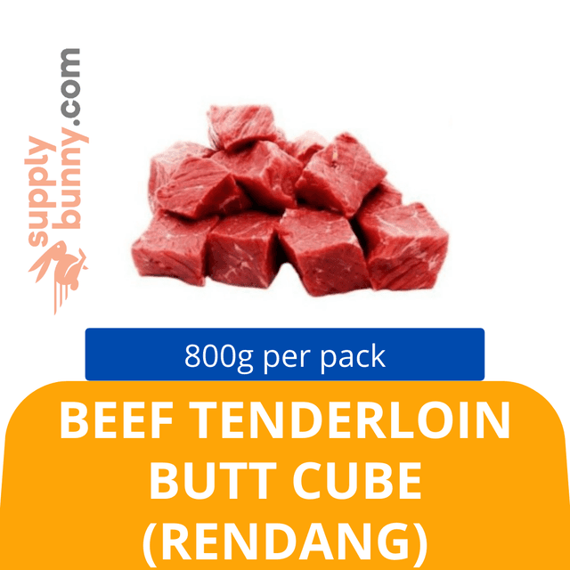 Frozen Indian Beef Tenderloin Butt Cubes (Rendang/Curry) 2.5cm x 2.5cm/cube 800g/pack (sold per pack)