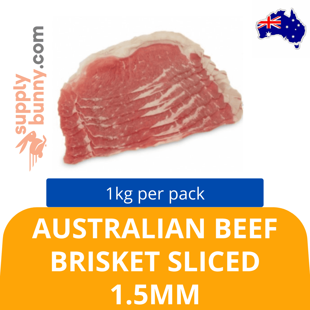 Frozen Australian Beef Brisket Sliced (Navel End) (Shabu Shabu) 1.5mm 1kg/pack (Sold per Pack)