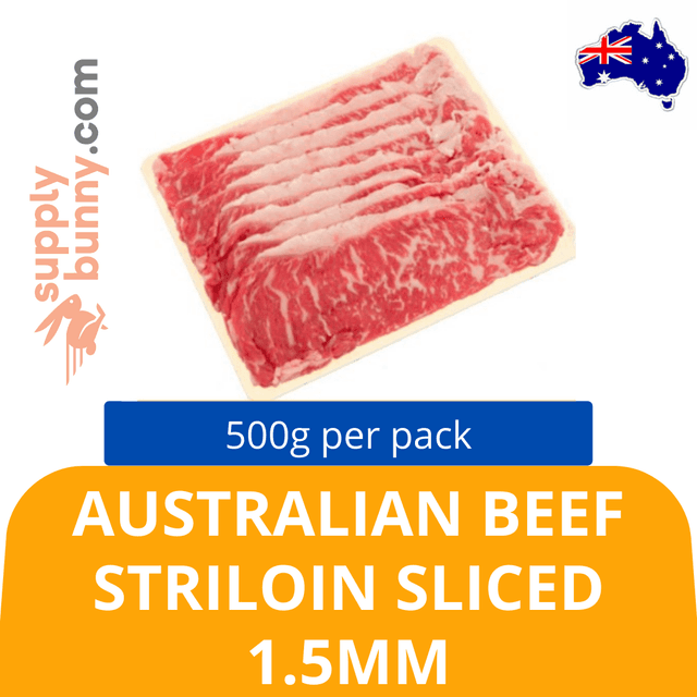 Frozen Australian Beef Striploin Sliced (Shabu Shabu) 1.5mm 500g/pack (Sold per Pack)