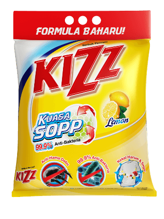 Kizz Lemon Detergent Powder 800g/pack (18 packs per carton)