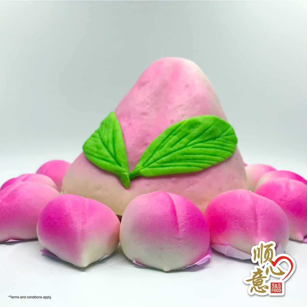 Longevity Peach Lotus Paste Birthday Buns (sold per set) 子母大寿桃和20寿桃仔
