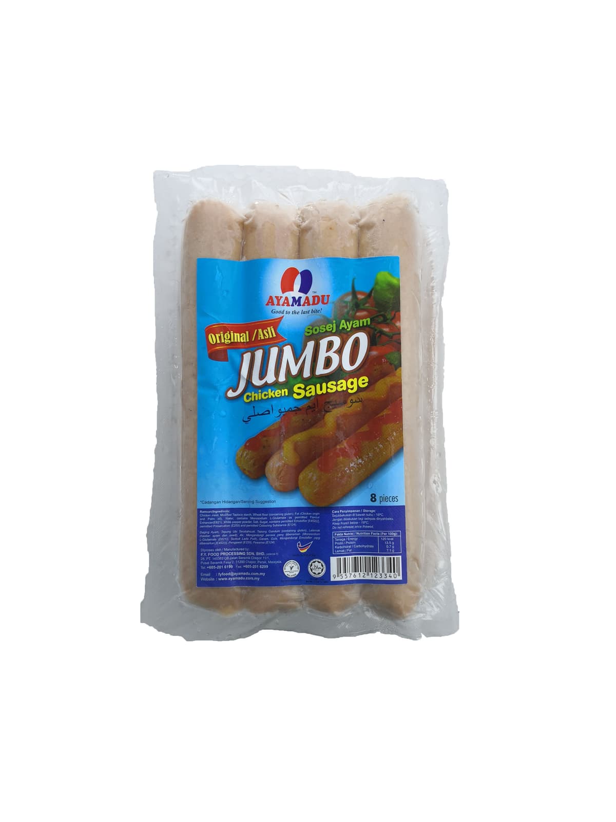 Ayamadu Jumbo Chicken Sausage Original (8 pieces) (15 packs per carton)