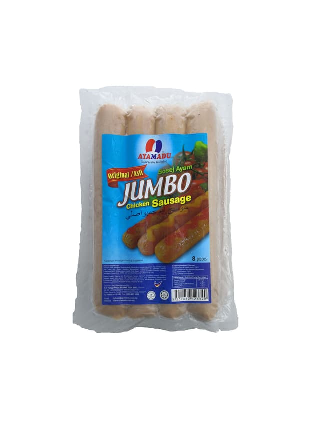 Ayamadu Jumbo Chicken Sausage Original (8 pieces) (15 packs per carton)