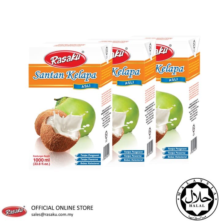RASAKU Coconut Milk 17% Original/Asli 1l/pack (3 packs per bundle) (Sold per Bundle)