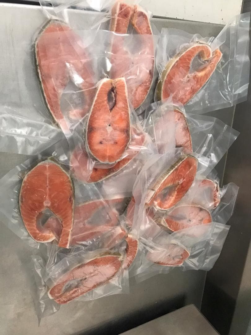 Frozen wild chum Salmon steak 170-180g+/- per piece (sold per piece)