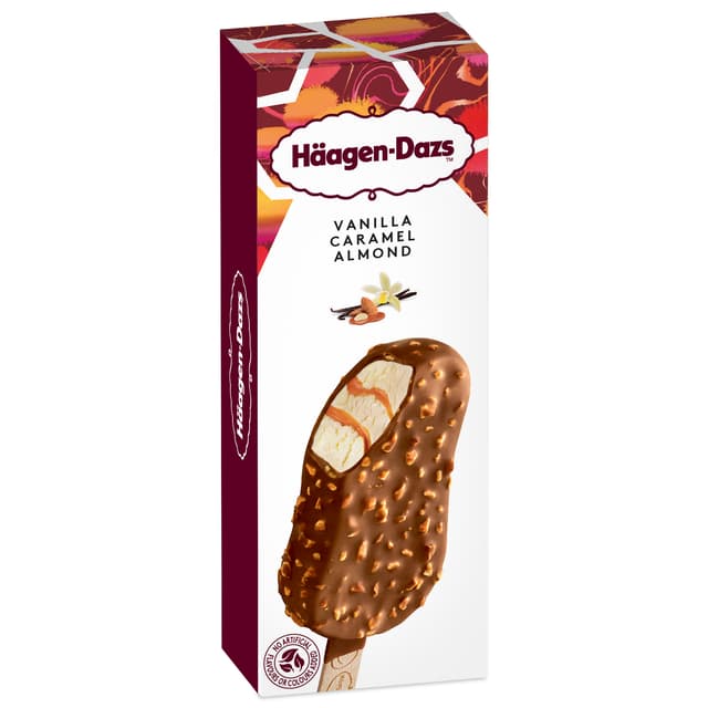 Häagen-Dazs Vanilla Caramel Almond 80ml/Stick Bar (12 stick bars per carton) Imported from France GBA P.Code: HD4002