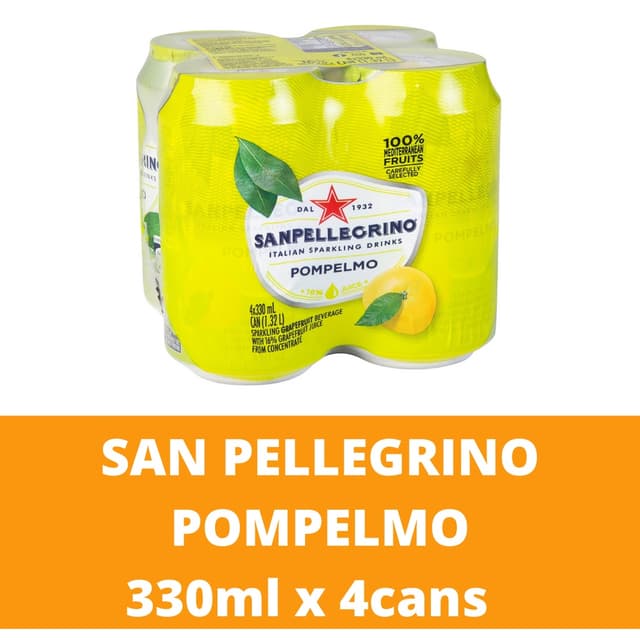 San Pellegrino Sparkling Pompelmo (Grapefruit) Drink 330ml/can x 4 cans per Pack (Sold per Pack)