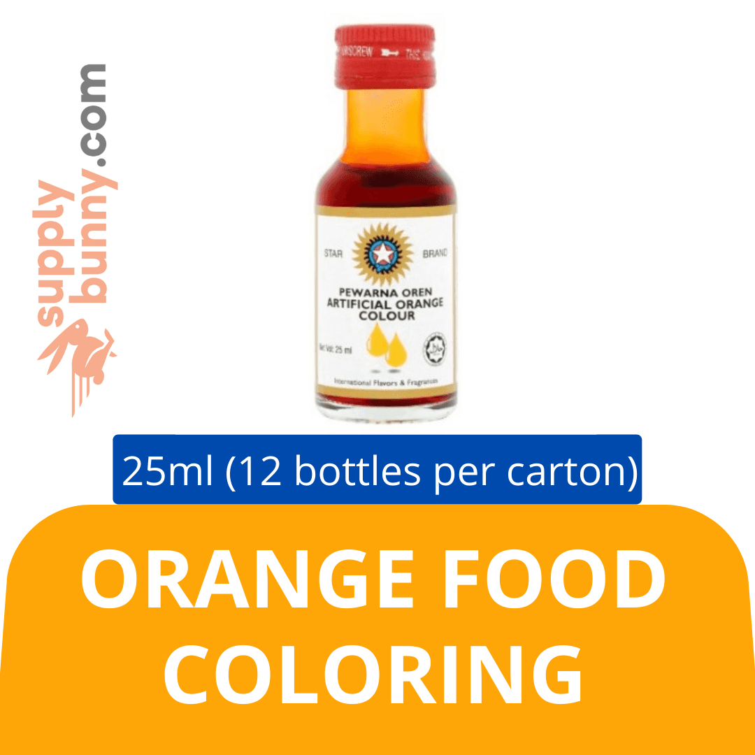 Star Brand Artificial Orange Food Colouring (25ml x 12 bottles) (sold per carton) Pewarna Tiruan JIngga Baking Goods Halal