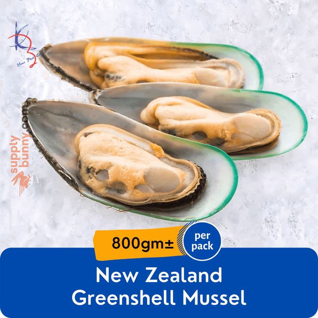 New Zealand Greenshell Mussel (Half Shell) 800g (sold per box)