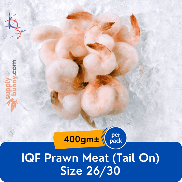 IQF Prawn Meat (Tail On) 26/30 price per kg - nett weight 300g (sold per pack)