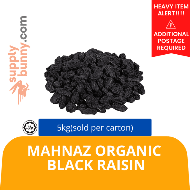 Mahnaz Organic Black Raisin 5kg (sold per carton)