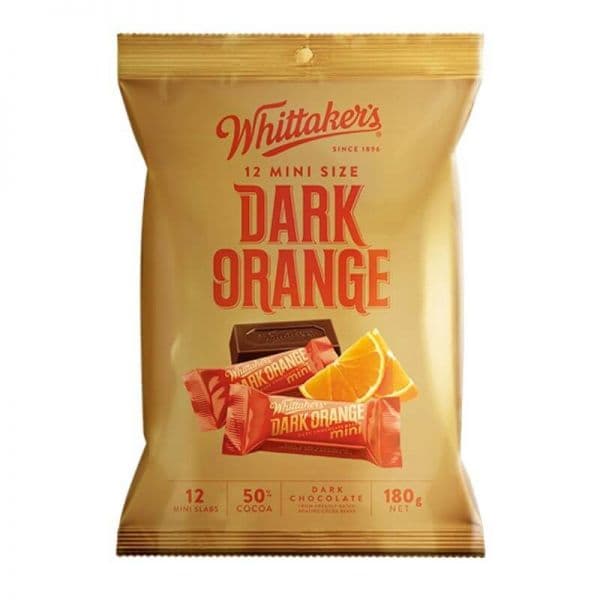 WHITTAKER'S Share Bags Dark Orange 180gm/pack (12 packs per carton) - GBA P.Code: WTK20005