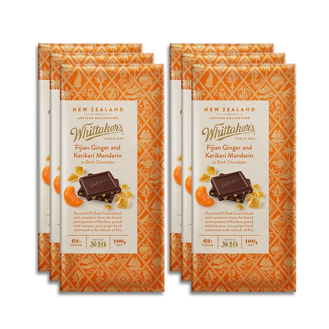 WHITTAKER'S Fijian Ginger & Kerikeri Mandarin 100gm/pack (20 packs per carton) - GBA P.Code: WTK30002