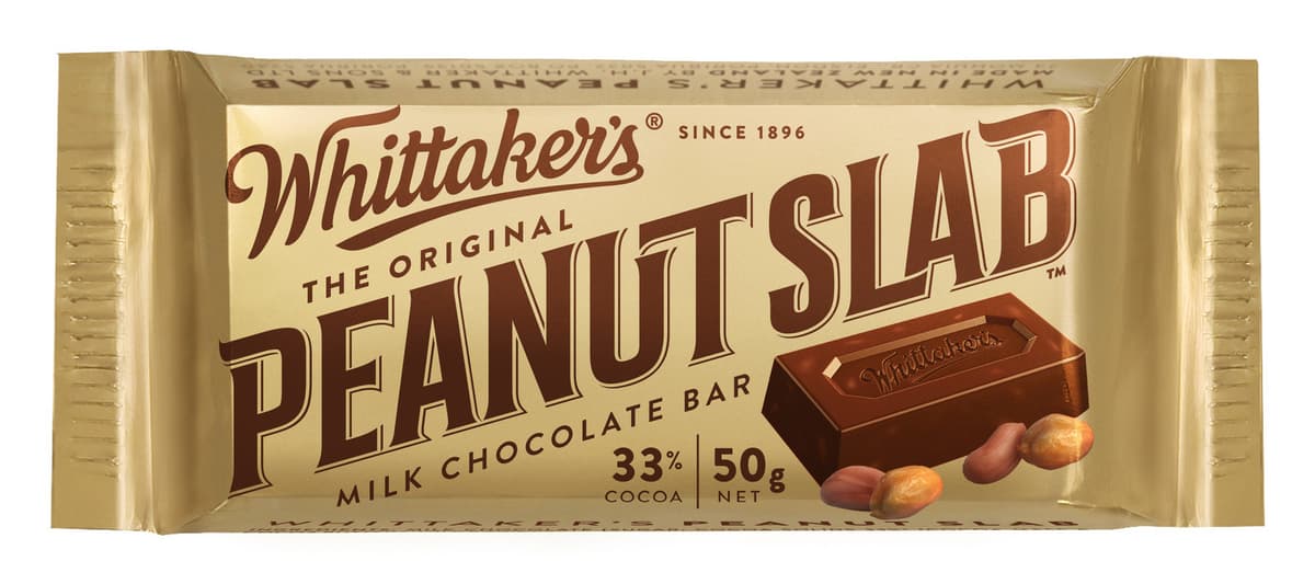 WHITTAKER'S Slab Peanut 50gm/pack (10 packs per carton) - GBA P.Code: WTK52003