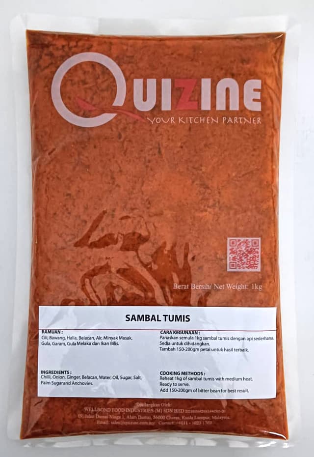 Quizine Sambal Tumis (Chili Series) 1kg/pack (sold per pack)
