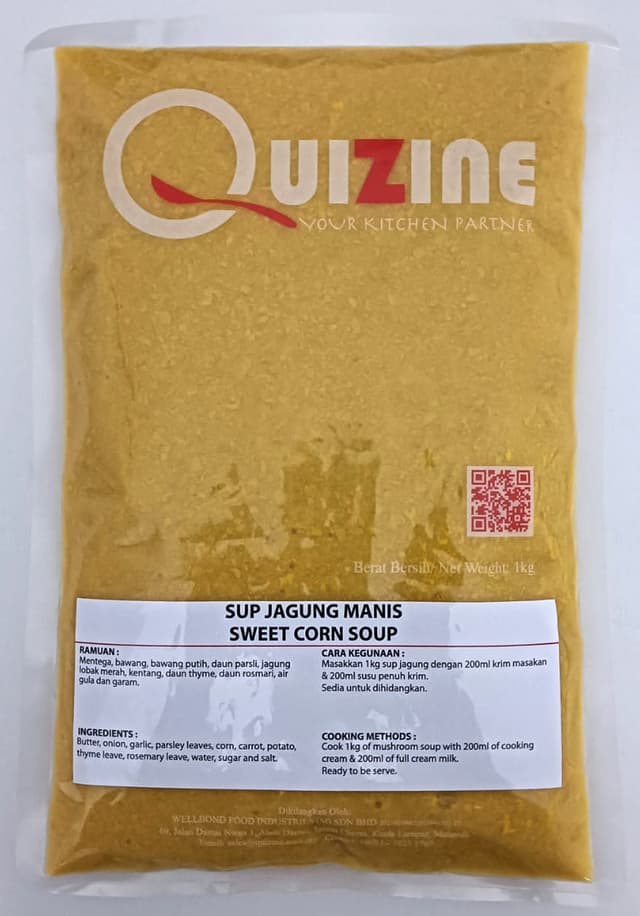 Quizine Sweet Corn Soup (Western Series) 1kg/pack (sold per pack)