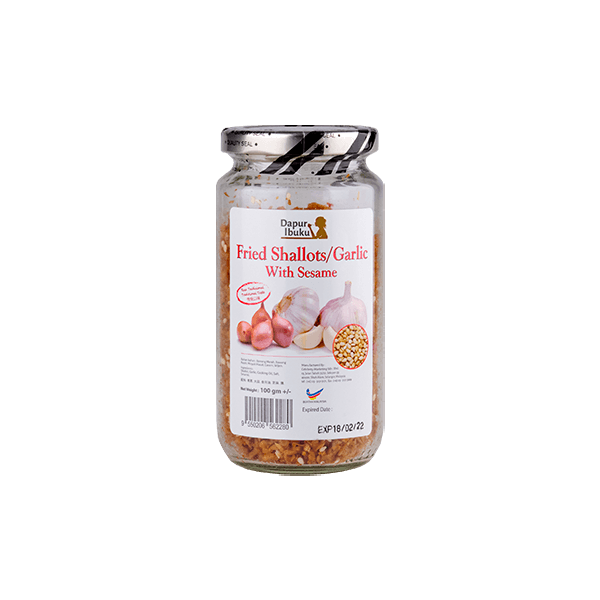 Dapur Ibuku Premium Fried Shallot/Garlic with Sesame 100g/bottle (20 bottles per carton)