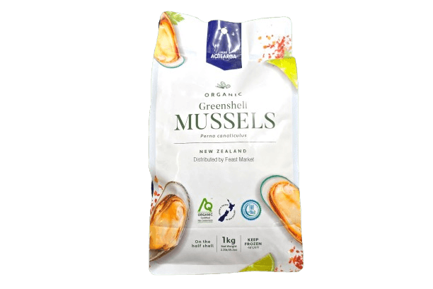 New Zealand Organic Green 1/2 Shell Mussel 1kg±/pack (sold per pack)