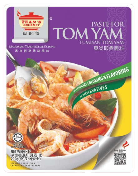 Tean's Gourmet Paste For Tom Yam 200g/pack (48 packs per carton)