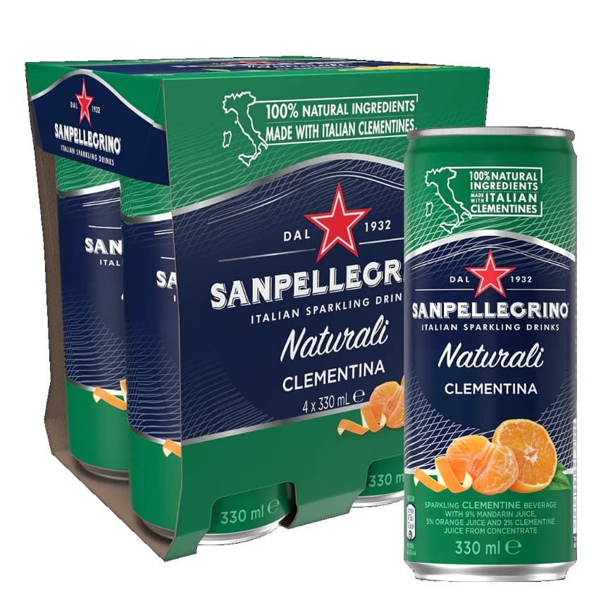 San Pellegrino Sparkling Clementina (Mandarin Orange) Drink 330ml/Can x 24 cans per Carton (Sold per Carton)