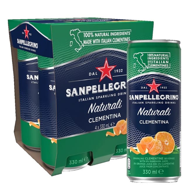 San Pellegrino Sparkling Clementina (Mandarin Orange) Drink 330ml/Can x 24 cans per Carton (Sold per Carton)
