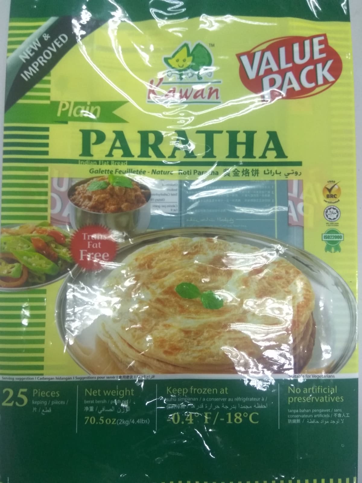 KFM Original Roti Paratha - Value Pack 25pieces/pack (8 packs per carton)